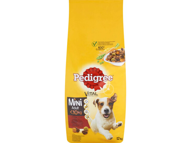 Pedigree Hrana Uscata Pentru Caini, Pedigree Mini Adult, Talie Mica, Vita Si Legume, 12 kg