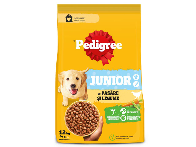 Pedigree Hrana Uscata Junior cu Pasare Legume, 12 kg, 13.11.25