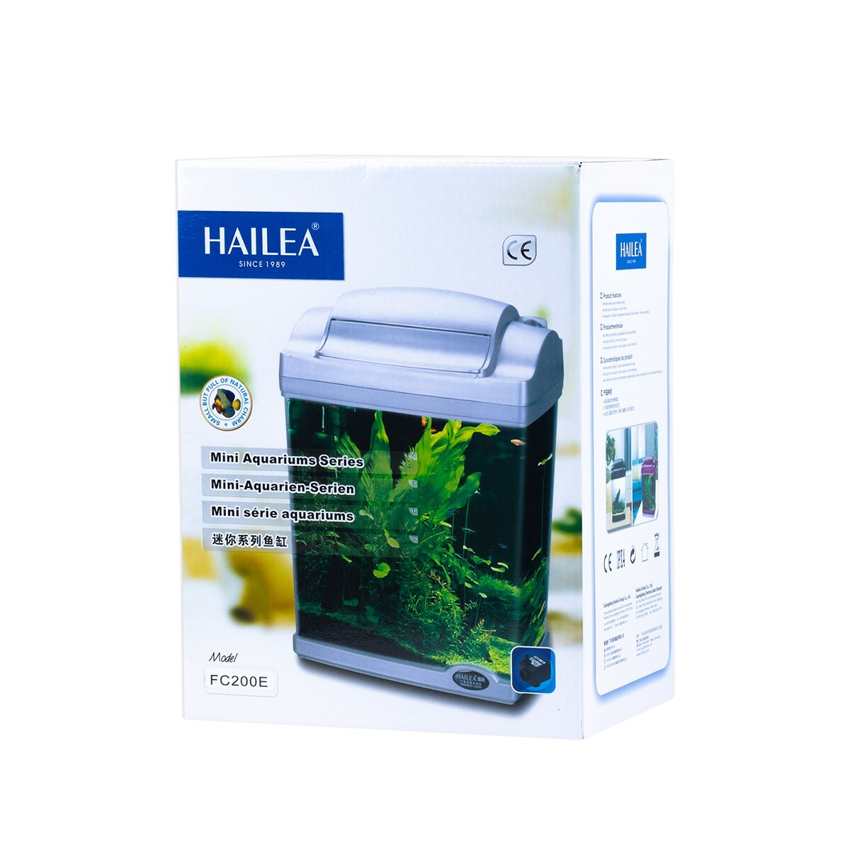 Happet Acvariu Pentru Pesti, Hailea Cu Capac Si Led, FC200, 6.6 l, 22 x 14 x 28 cm, Argintiu, H006 - imagine 3