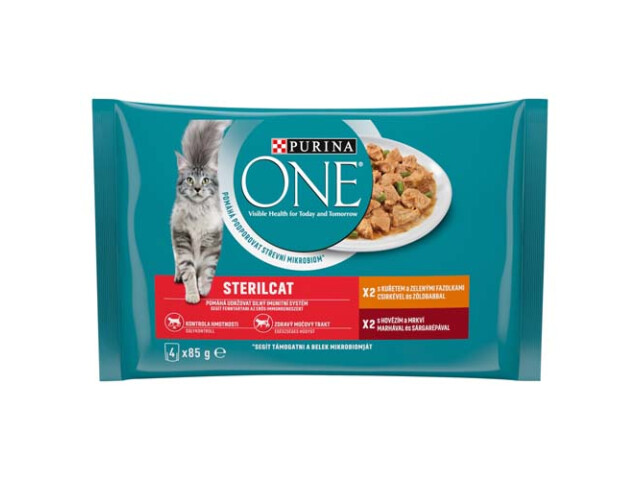 Purina Hrana Umeda One pentru Pisici Sterilizate, cu Pui/Mazare si Vita/Morcovi, 4 x 85 g