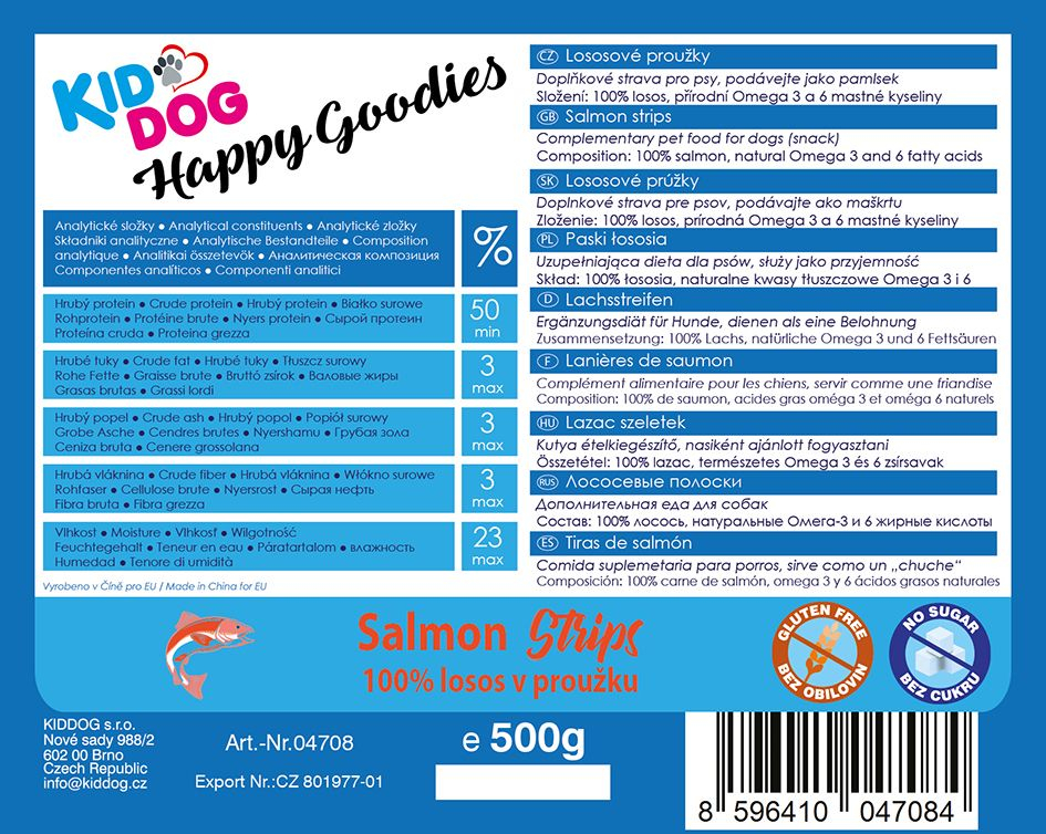 KidDog Recompense Pentru Caini, Fasii De Somon, 500 g, A04708 - imagine 4