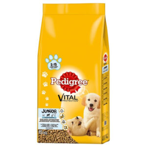 Pedigree Hrana Uscata Pentru Caini, Pedigree Vital Junior Medium, Pui Si Orez, 15 kg