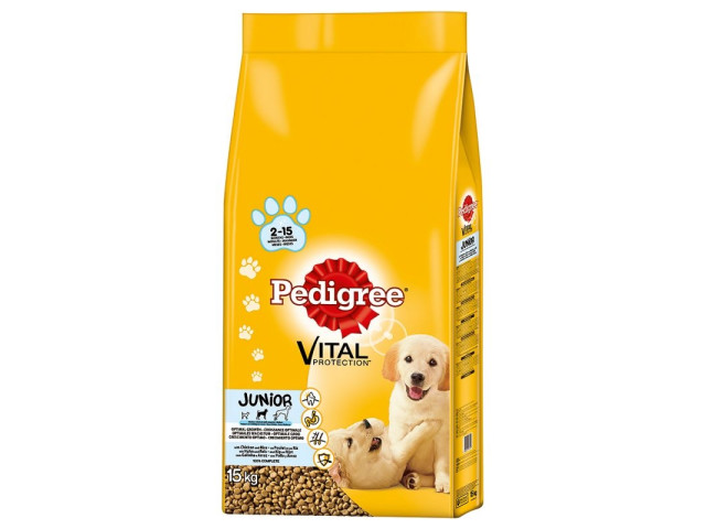 Pedigree Hrana Uscata Pentru Caini, Pedigree Vital Junior Medium, Pui Si Orez, 15 kg